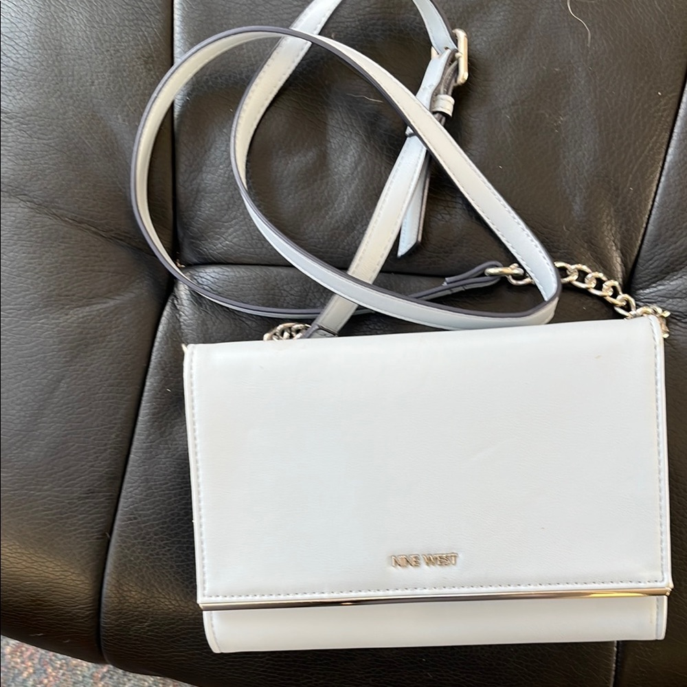 Nine West White Crossbody Bag with Silver Hardware